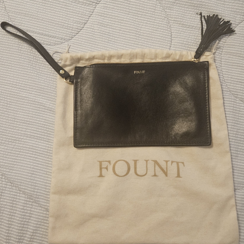 Fount Black Leather Finley Clutch